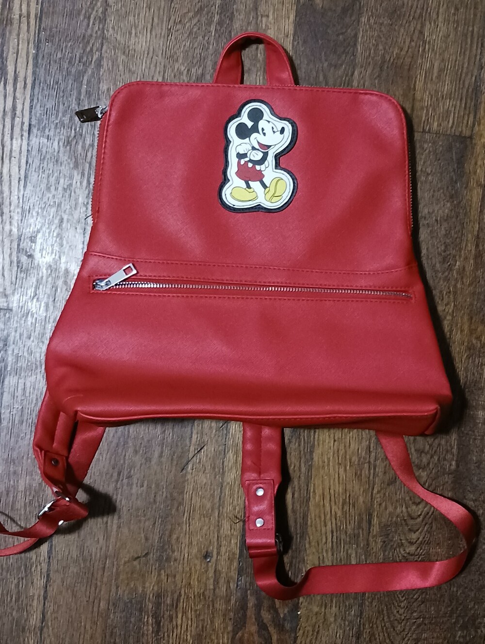 MICKEY MOUSE  Disney Store Red Faux Leather Backpack Tote New w/ FLAW